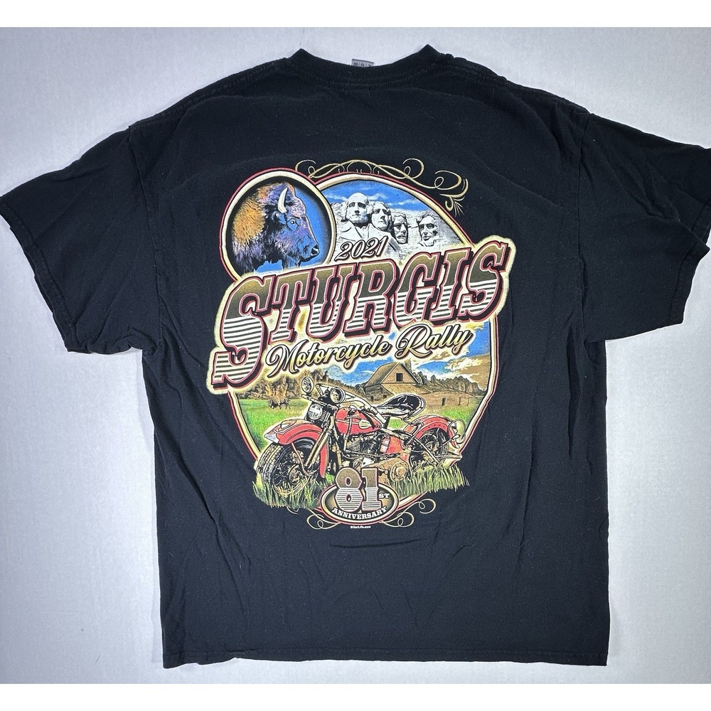 Sturgis Motorcycle Rally 2021 81st Anniversary Black Graphic Tee XL BikerLife